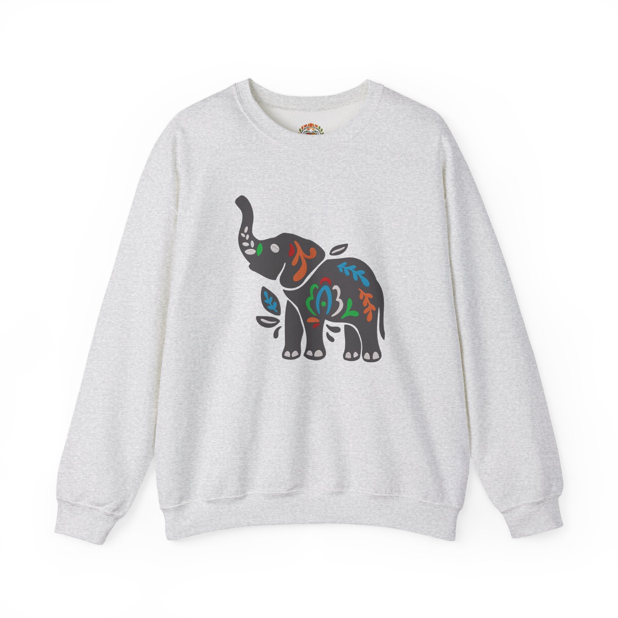 Boho Colorful Floral Tribal Elephant Embroidery Hoodie | Sweatshirt