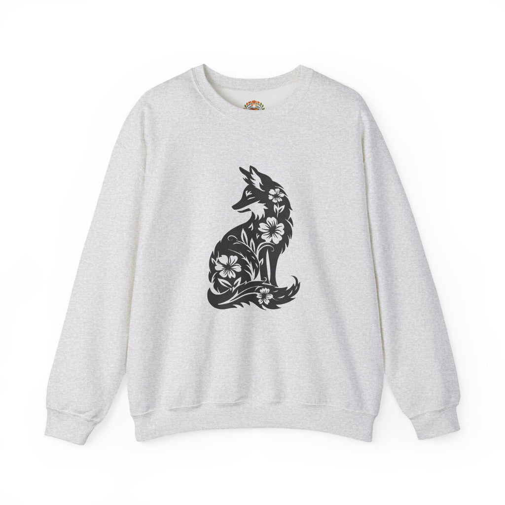 Floral Fox Botanical Silhouette with Flowers Embroidery Hoodie | Sweatshirt