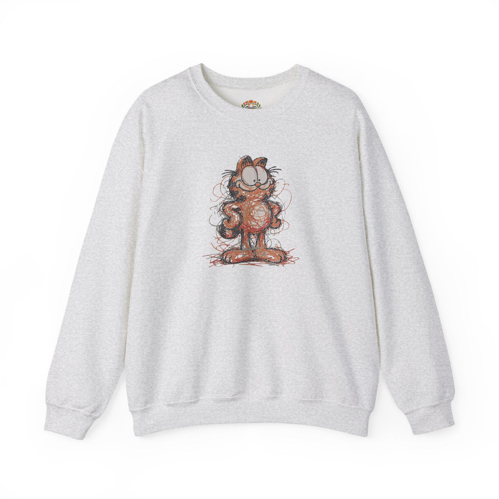 Vintage Cartoon Comic Sketchy Garfield Scribble Cat Embroidery Hoodie | Sweatshirt | T-shirt