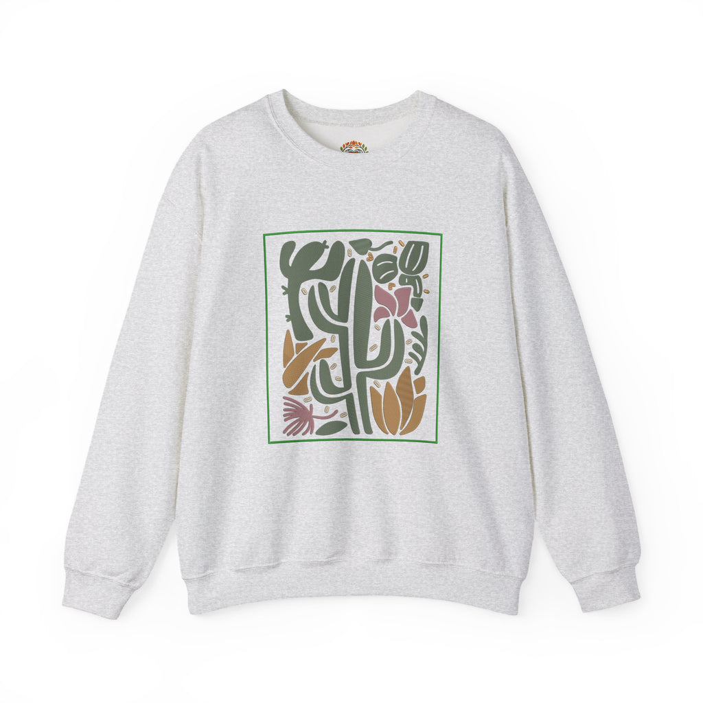 Sudadera con capucha bordada con ilustración floral de cactus del desierto | Sudadera