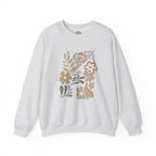 Boho Neutral Floral Earth Tone Botanical Block Art Embroidery Hoodie | Sweatshirt