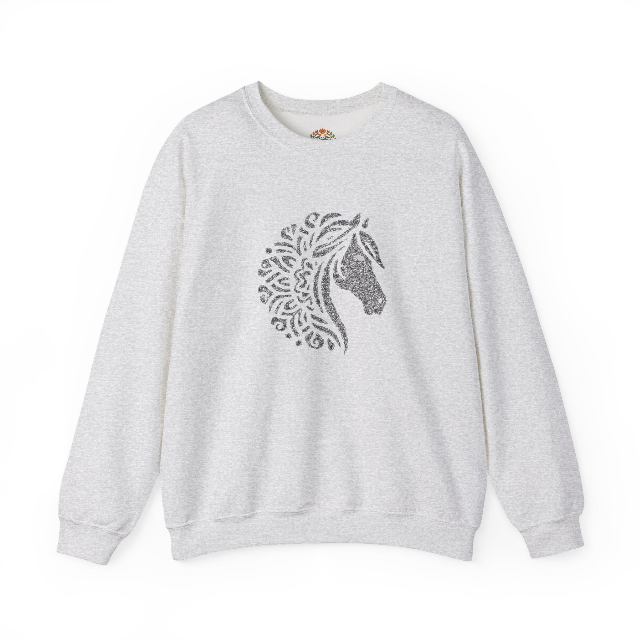Abstract Stallion Floral Mandala Horse Head | Boho Equestrian Embroidery Hoodie | Sweatshirt