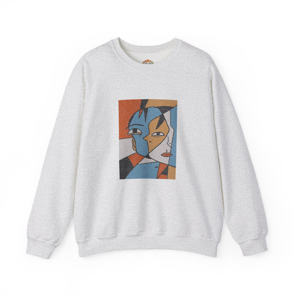 Abstract Cubist Face Embroidery Hoodie | Sweatshirt