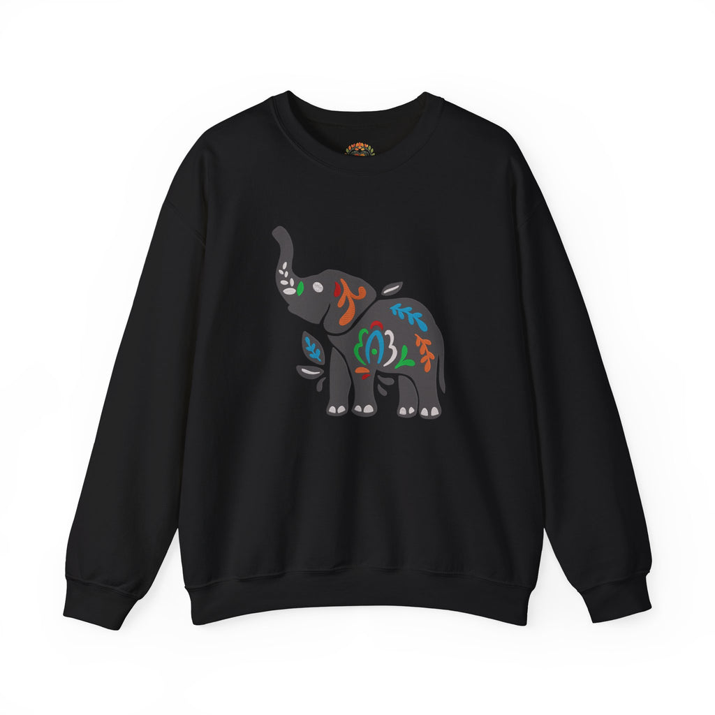 Boho Colorful Floral Tribal Elephant Embroidery Hoodie | Sweatshirt