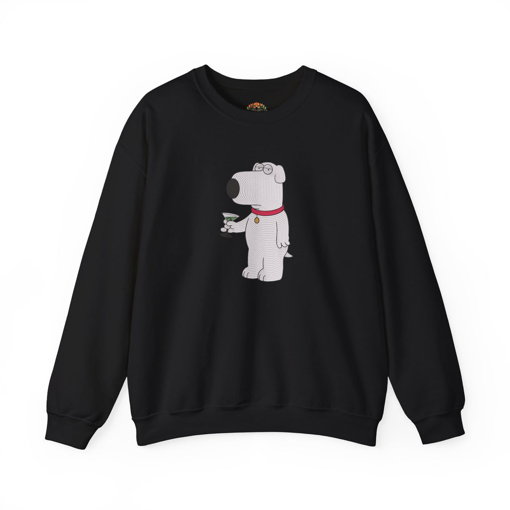 FamilyGuy Brian Holding Martini Funny Pet Cocktail Hilarious Embroidery Hoodie | Sweatshirt | T-shirt