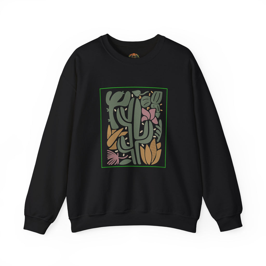 Sudadera con capucha bordada con ilustración floral de cactus del desierto | Sudadera