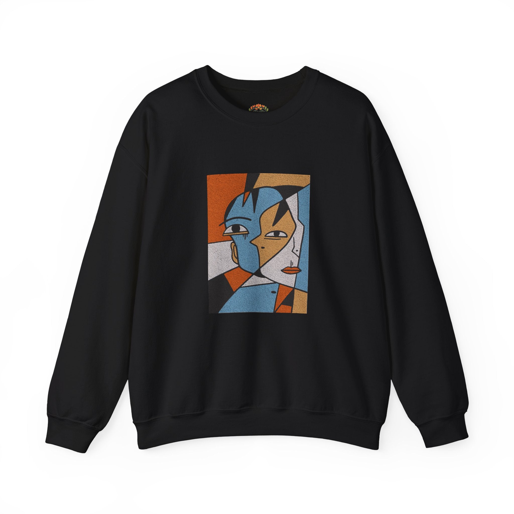 Abstract Cubist Face Embroidery Hoodie | Sweatshirt
