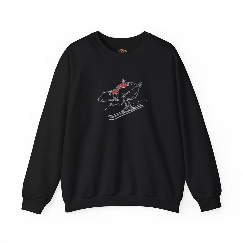 Skiing Polar Bear Embroidered Hoodie | Sweatshirt