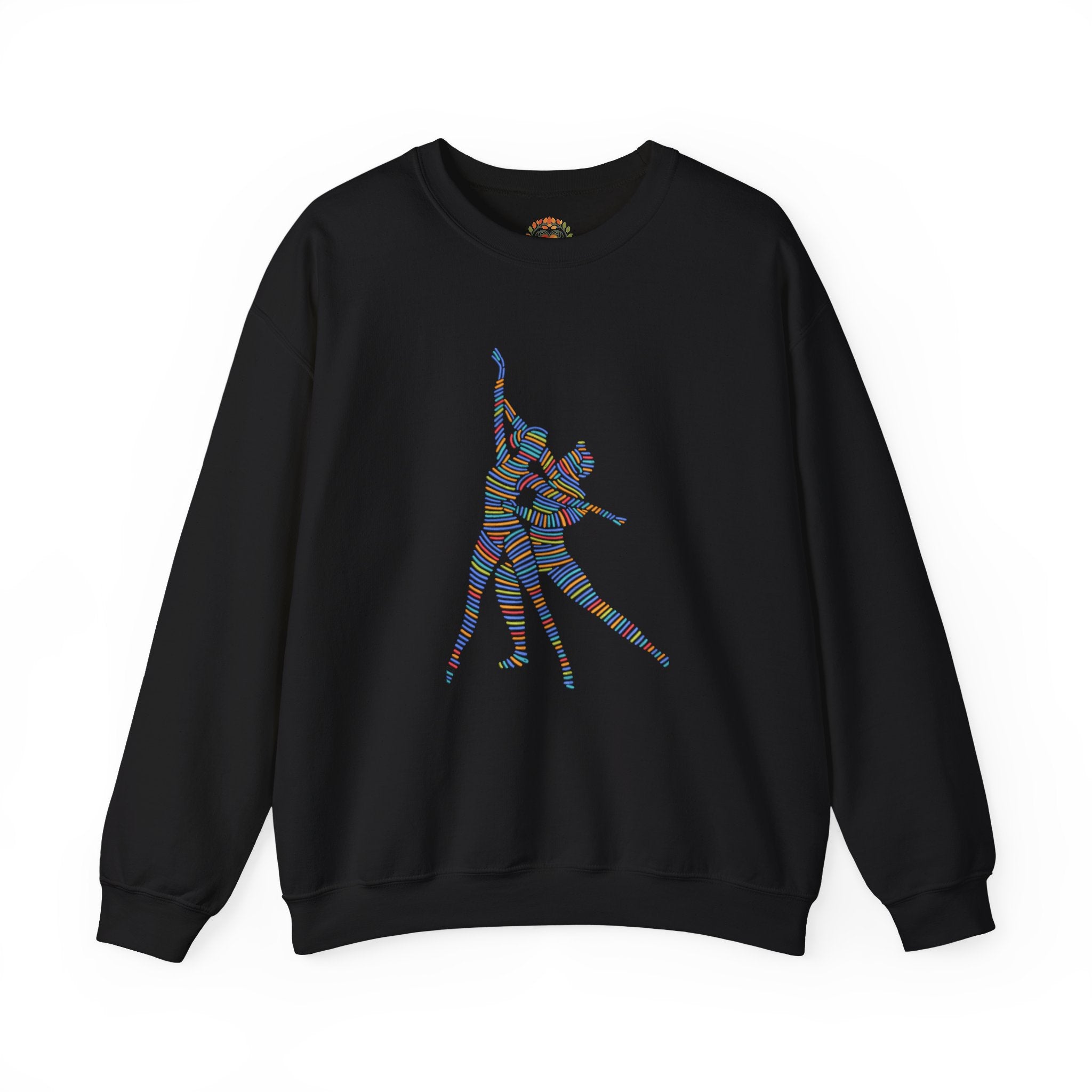 Dance Couple Silhouette Rainbow Striped Retro Disco Dancers Embroidery Hoodie | Sweatshirt | T-shirt