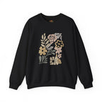 Boho Neutral Floral Earth Tone Botanical Block Art Embroidery Hoodie | Sweatshirt