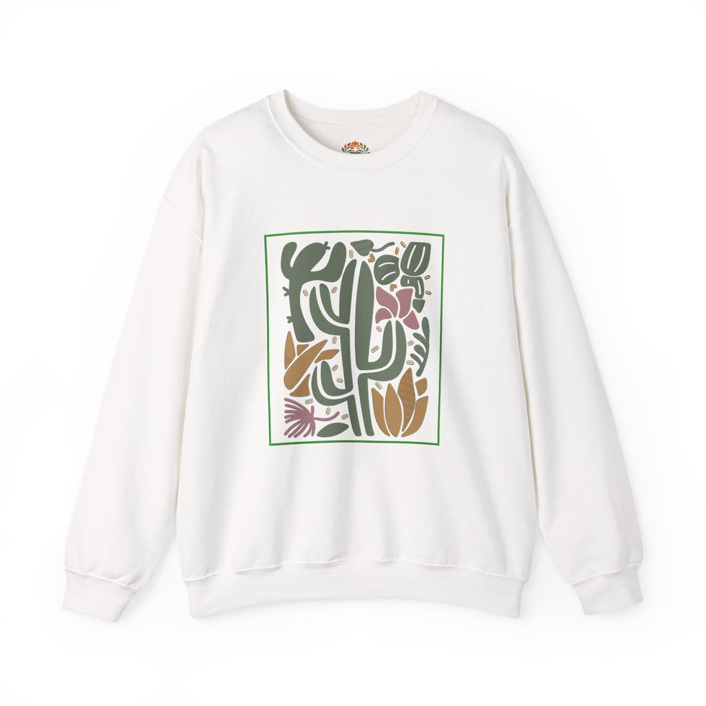 Sudadera con capucha bordada con ilustración floral de cactus del desierto | Sudadera