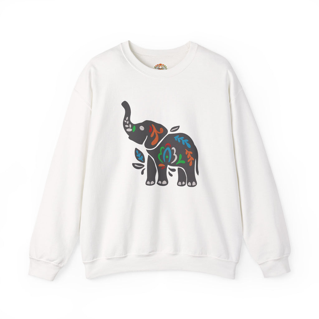 Boho Colorful Floral Tribal Elephant Embroidery Hoodie | Sweatshirt