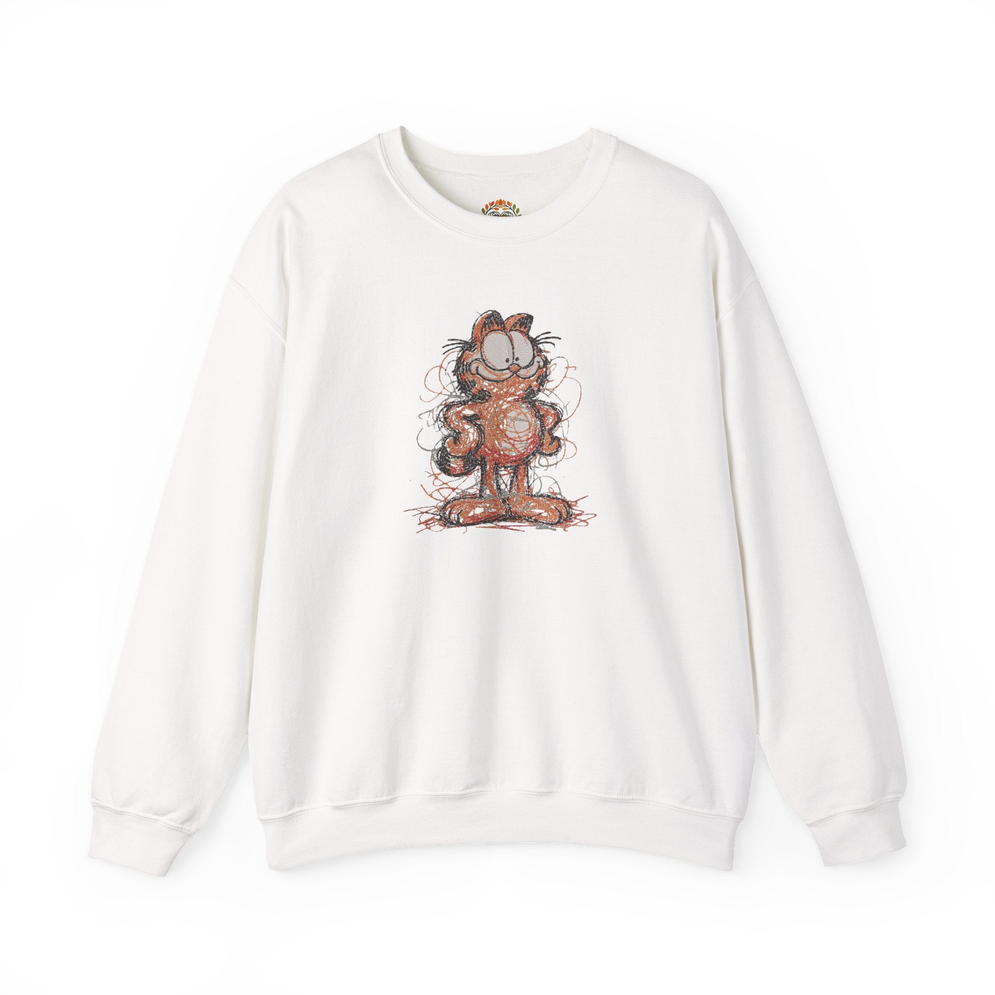 Vintage Cartoon Comic Sketchy Garfield Scribble Cat Embroidery Hoodie | Sweatshirt | T-shirt