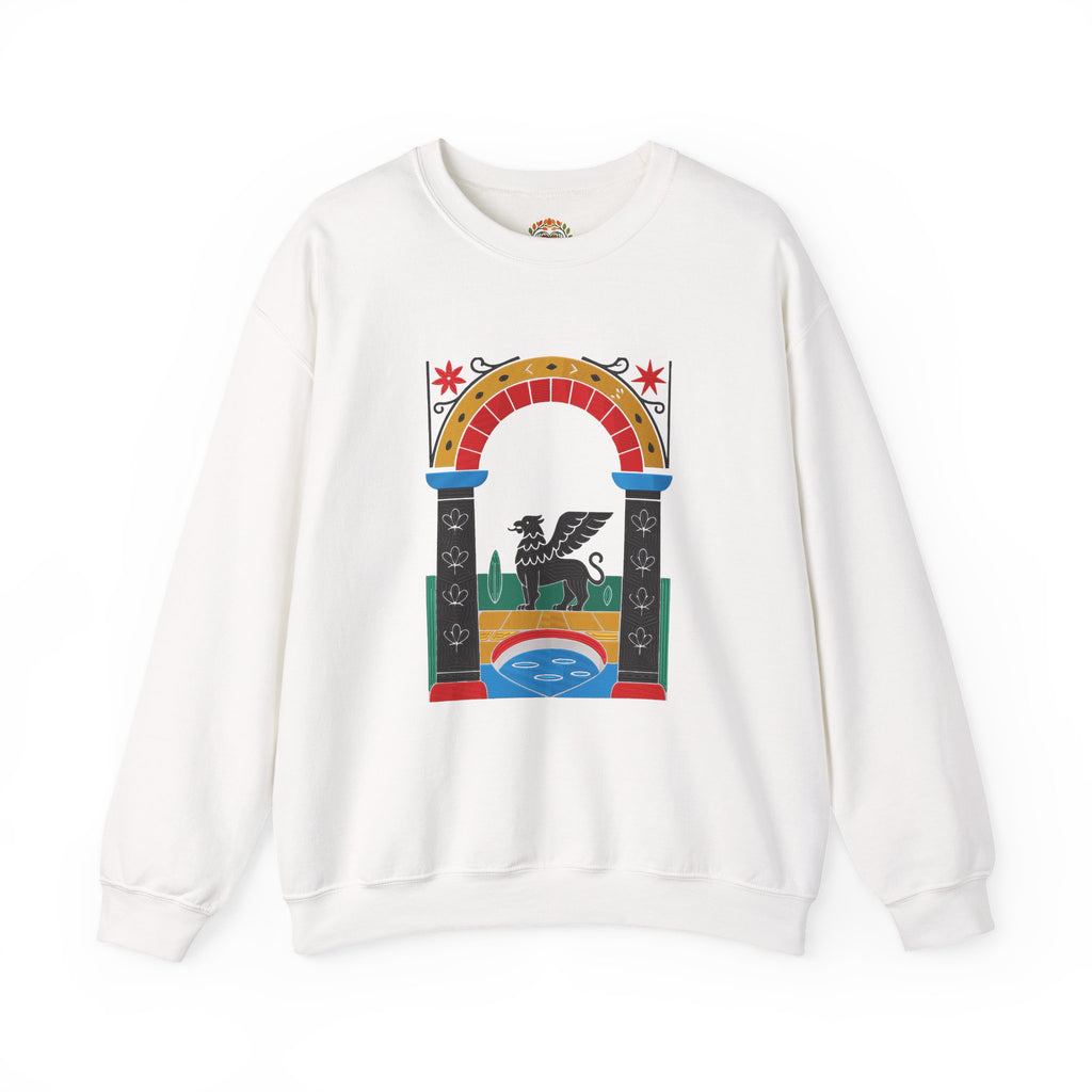 Mythical Mosaic Retro Arch Pegasus Embroidery Hoodie | Sweatshirt