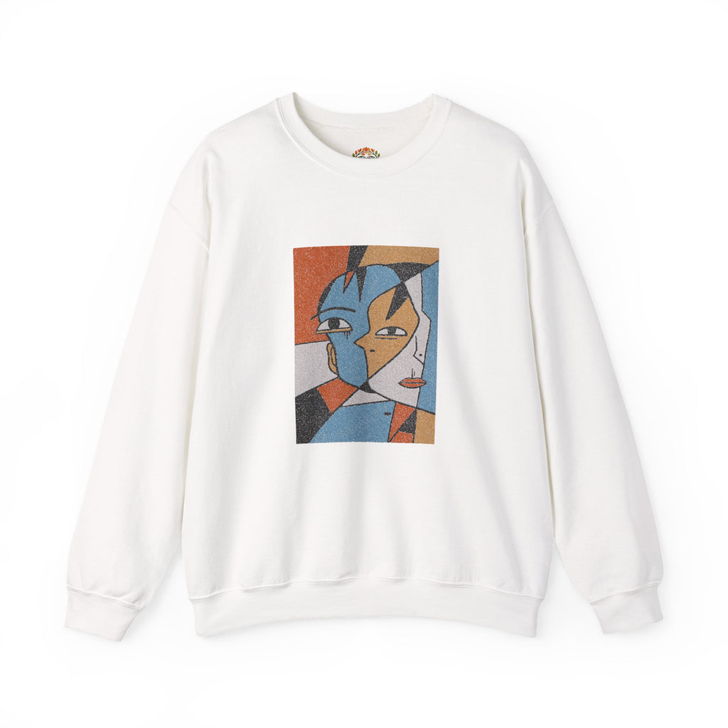Abstract Cubist Face Embroidery Hoodie | Sweatshirt