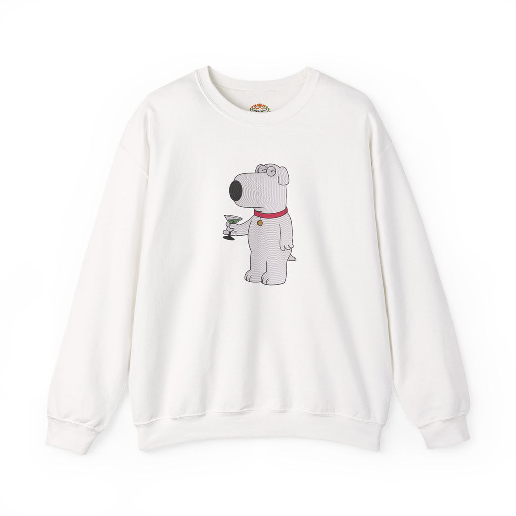 FamilyGuy Brian Holding Martini Funny Pet Cocktail Hilarious Embroidery Hoodie | Sweatshirt | T-shirt