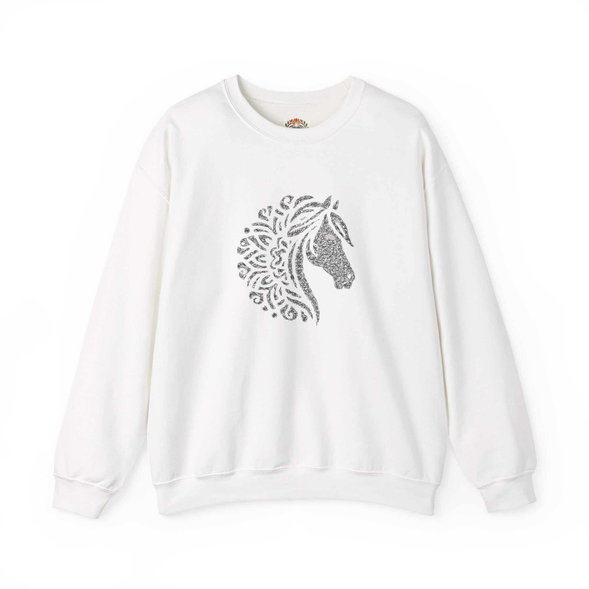 Abstract Stallion Floral Mandala Horse Head | Boho Equestrian Embroidery Hoodie | Sweatshirt