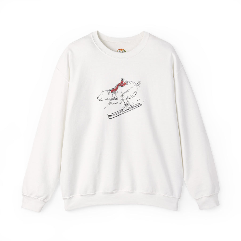 Skiing Polar Bear Embroidered Hoodie | Sweatshirt