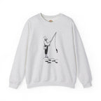 Fisherman Minimal Line Art Embroidery Hoodie | Sweatshirt | T-shirt