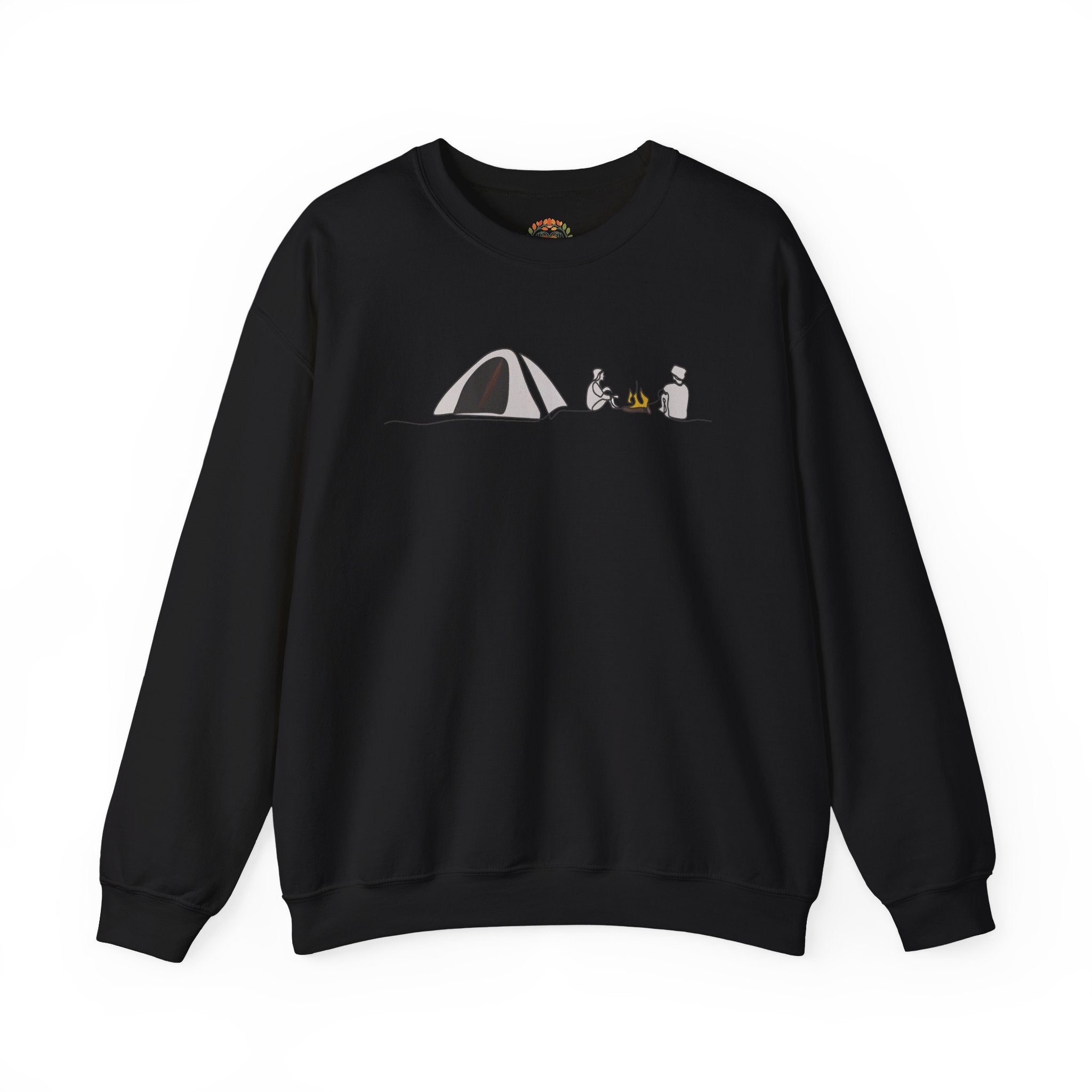 Camping Tent with Campfire and Friends Embroidery Hoodie | Sweatshirt | T-shirt
