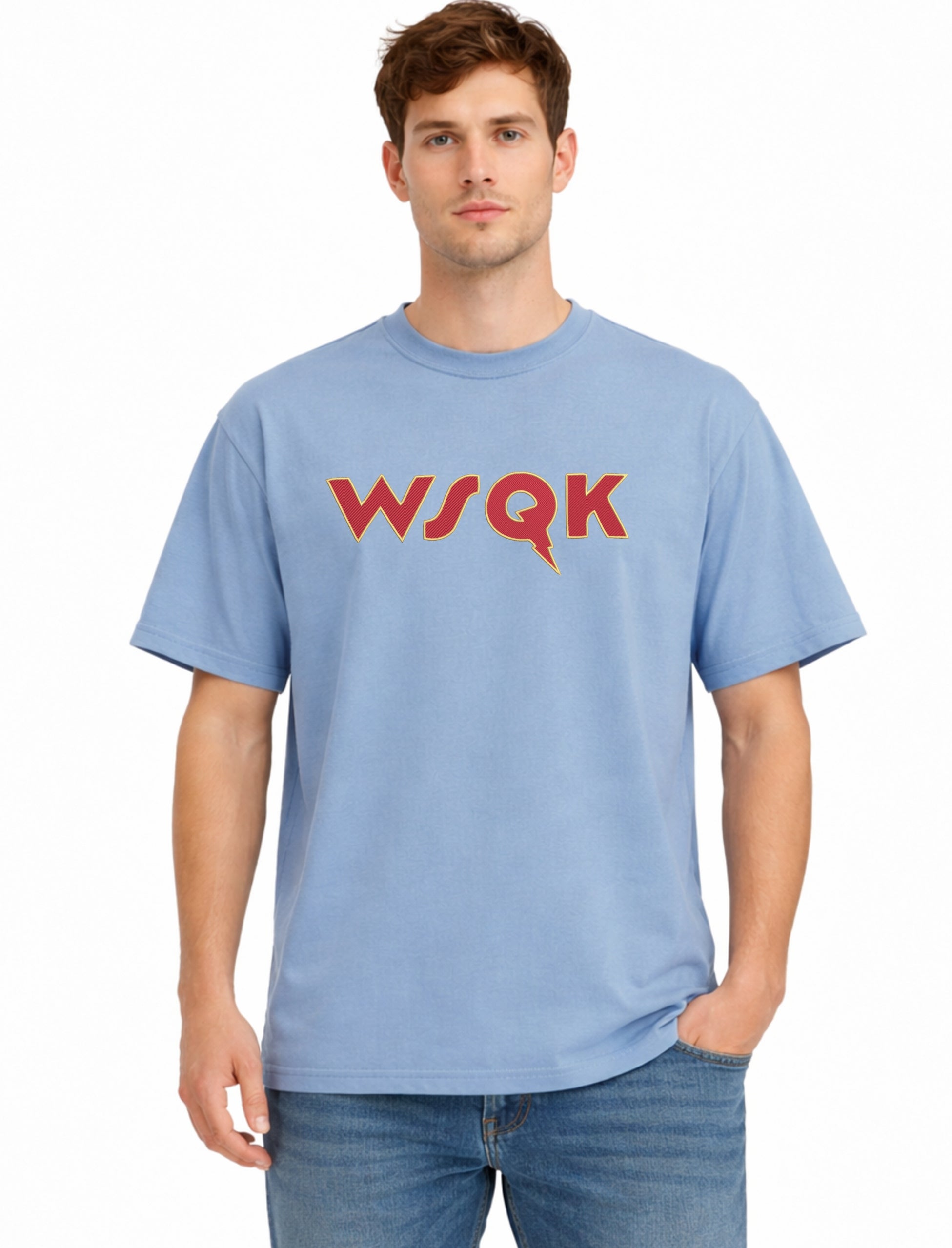 Embroidered  WSQK Stranger Things Cotton Heavyweight T shirt