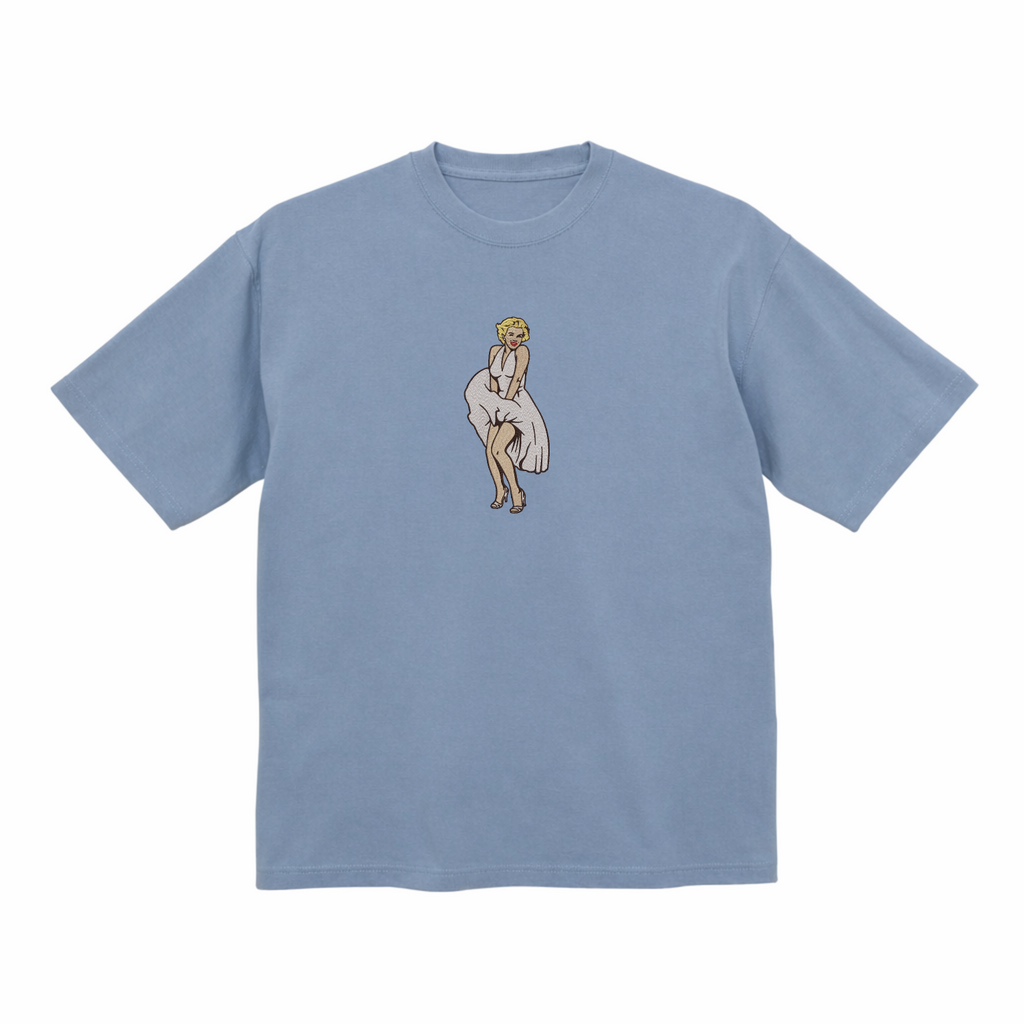 マリリン・モンロー：フライングスカート プレミアムコットン ヘビーウェイト 刺繍Tシャツ