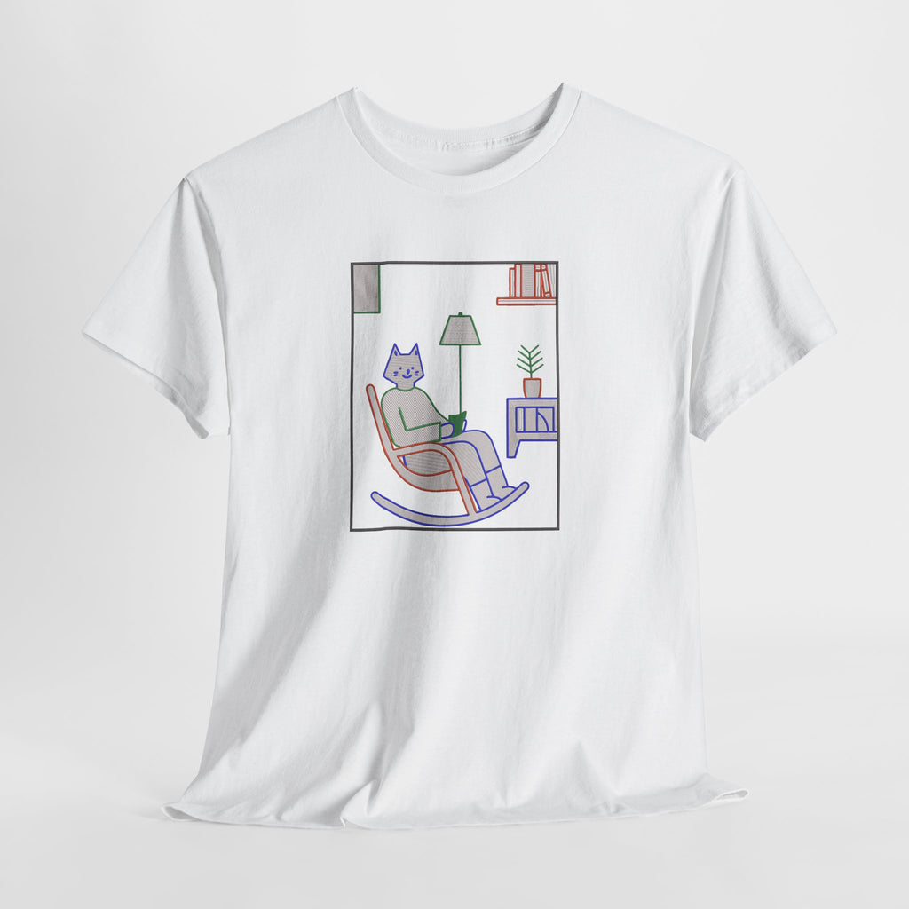 ロッキングチェアで読書する猫の刺繍パーカー | スウェットシャツ | Tシャツ