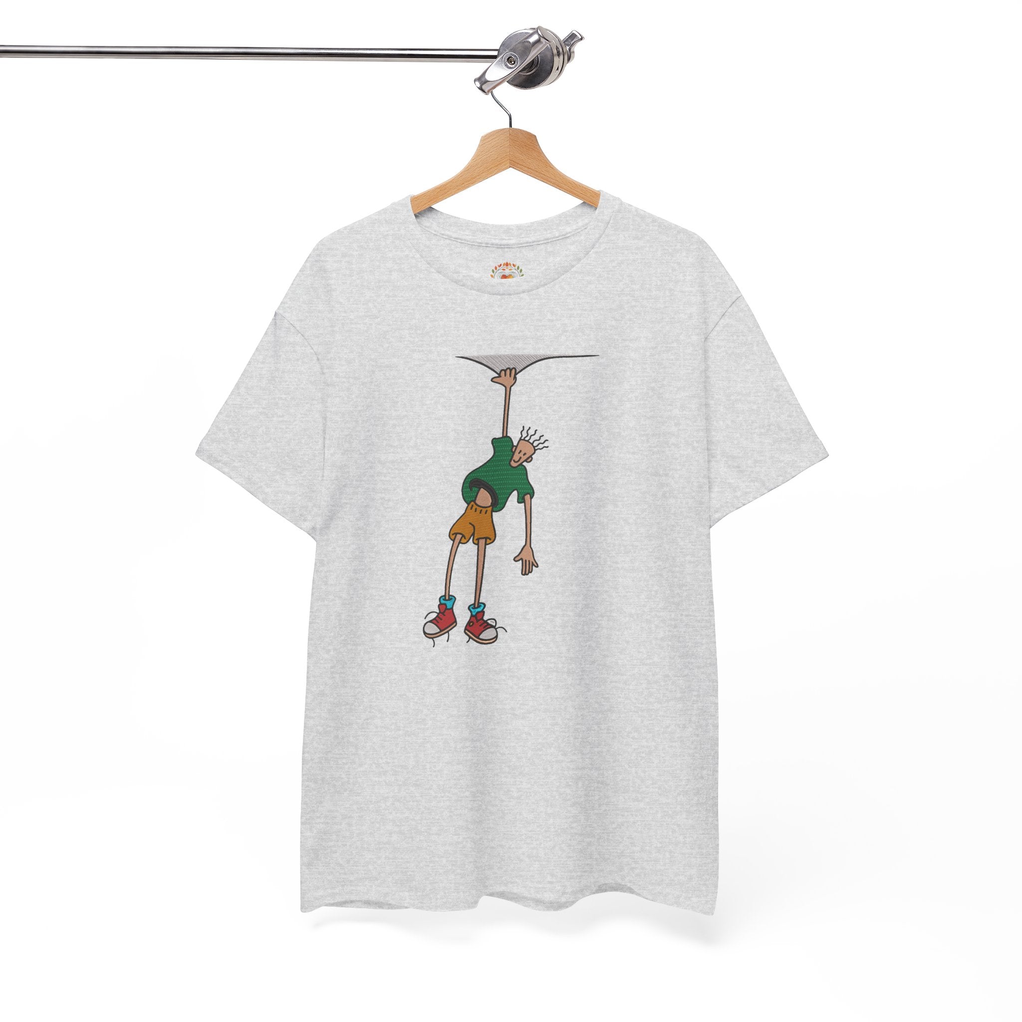 Man Hanging Mountain Cartoon Climber Embroidery Hoodie | Sweatshirt | T-shirt