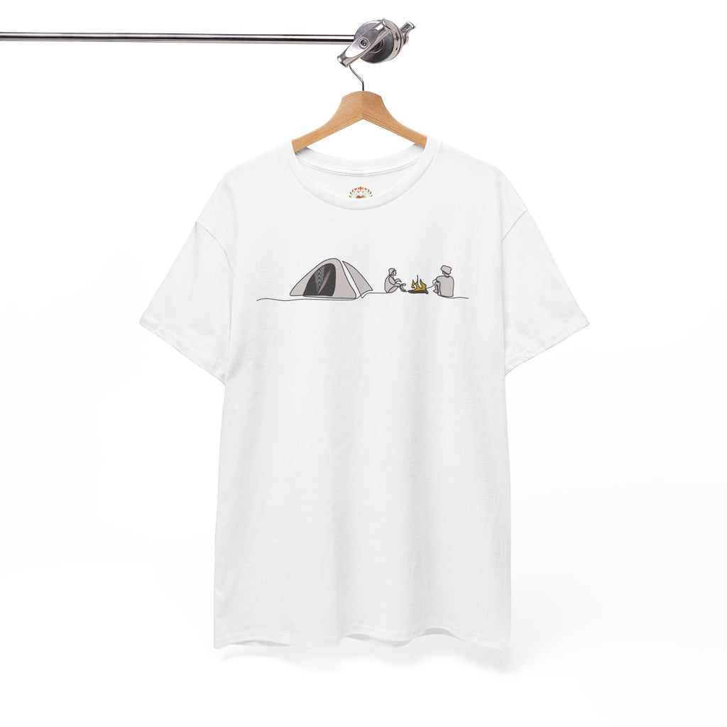 Sudadera con capucha y bordado de tienda de campaña con fogata y amigos | Sudadera | Camiseta