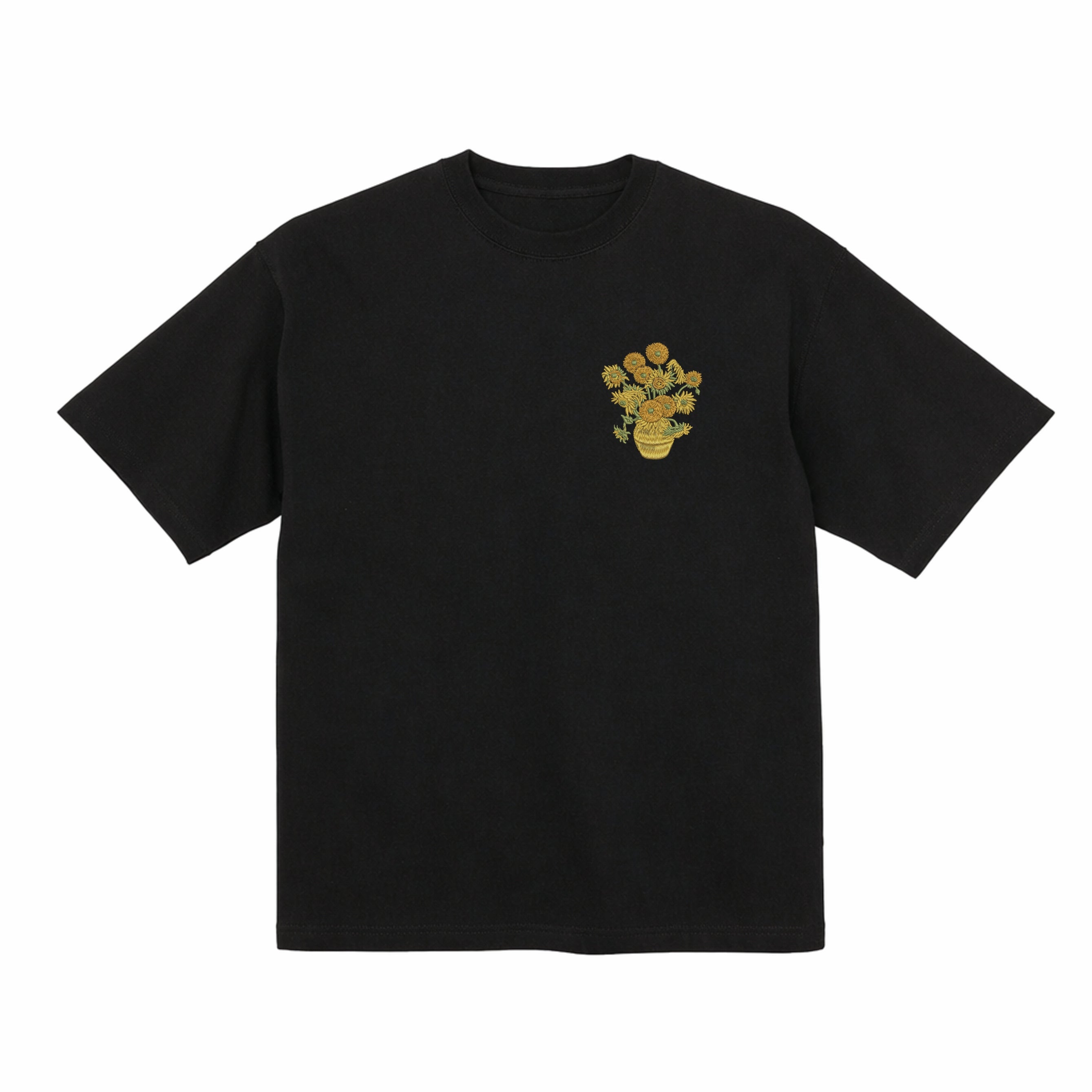 Vase with Fifteen Sunflowers Vincent Van Gogh Premium Cotton Heavyweight Embroidered T shirt