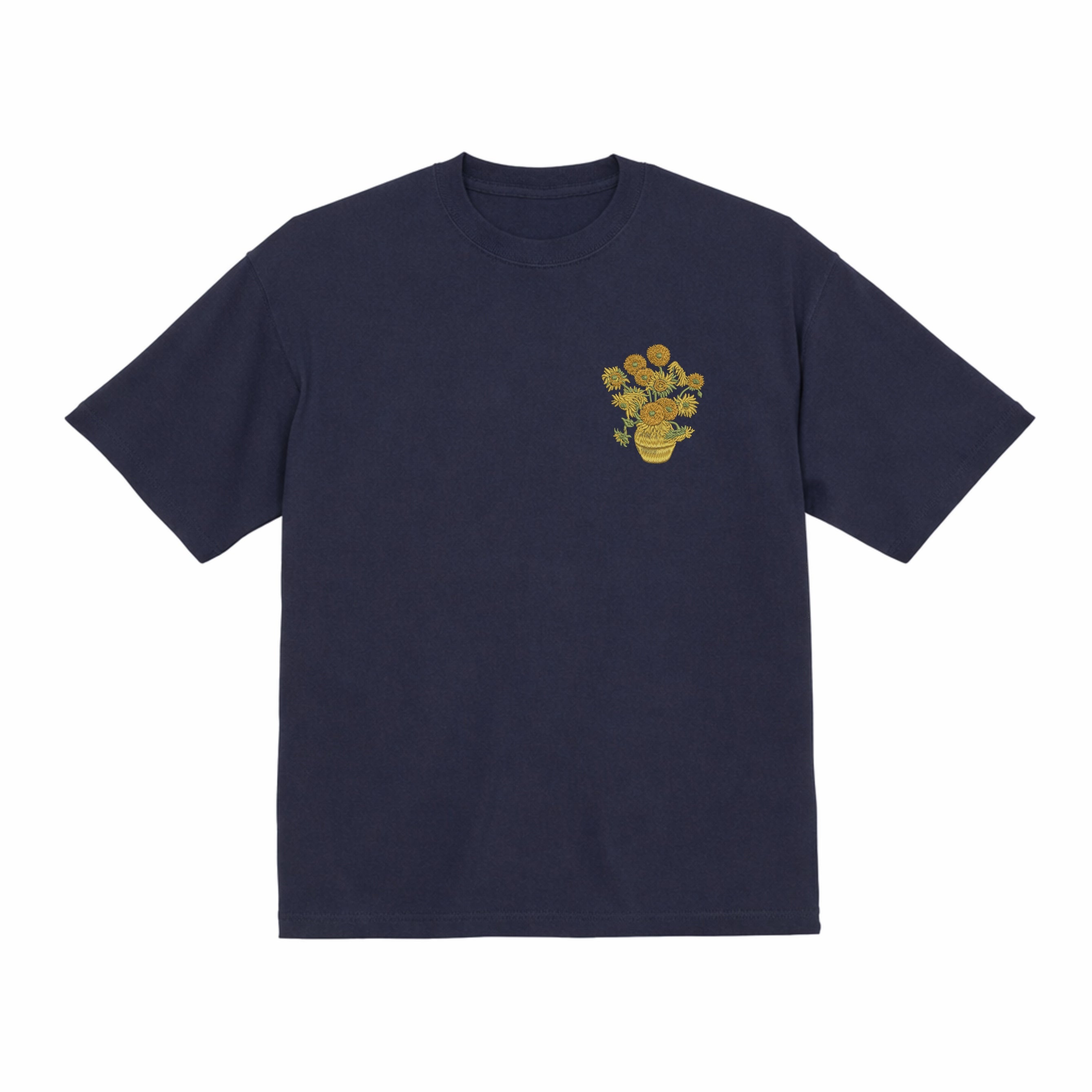 Vase with Fifteen Sunflowers Vincent Van Gogh Premium Cotton Heavyweight Embroidered T shirt