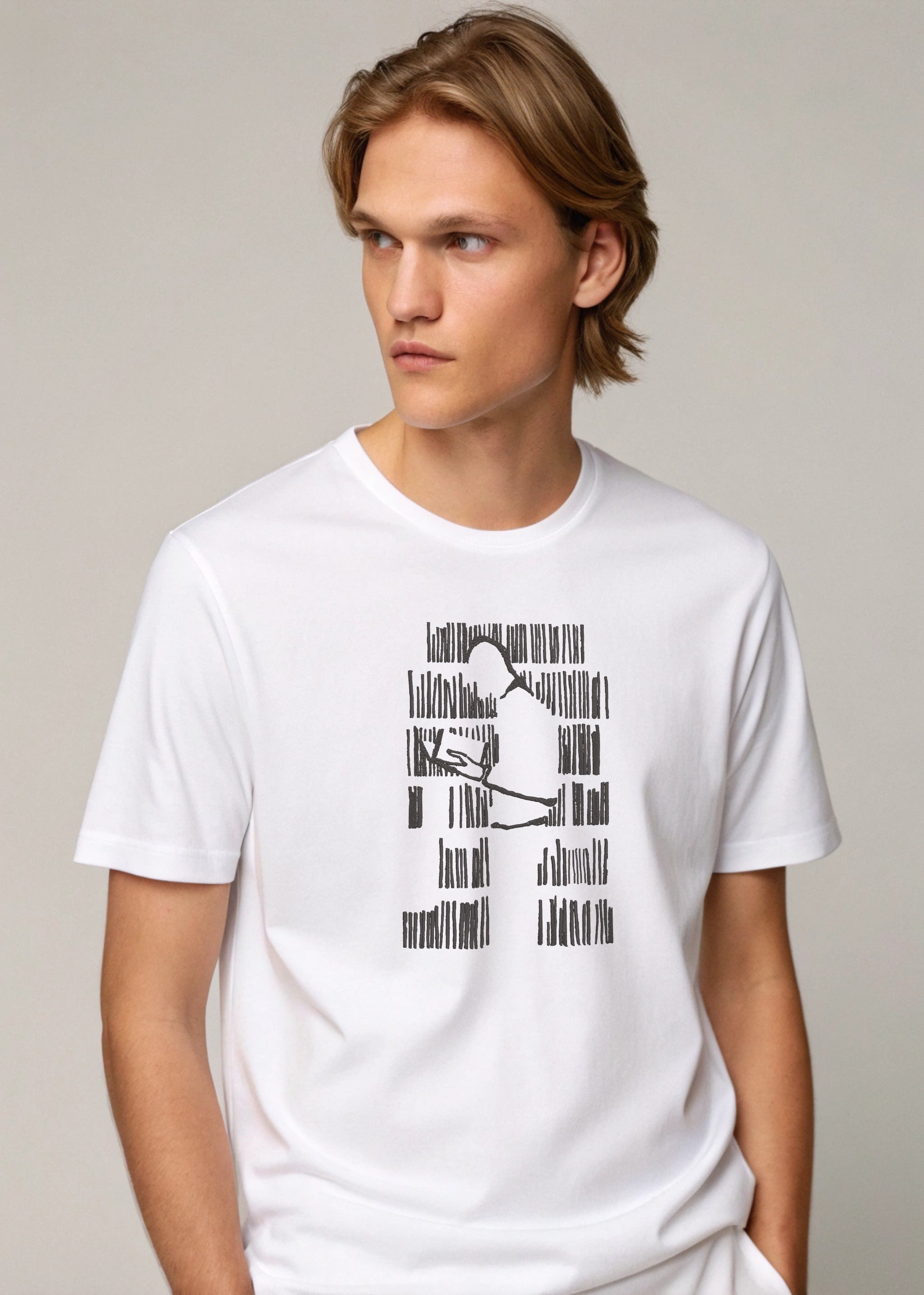 The Minimalist Reader Booker Lover Library Premium Cotton Heavyweight Embroidered T shirt