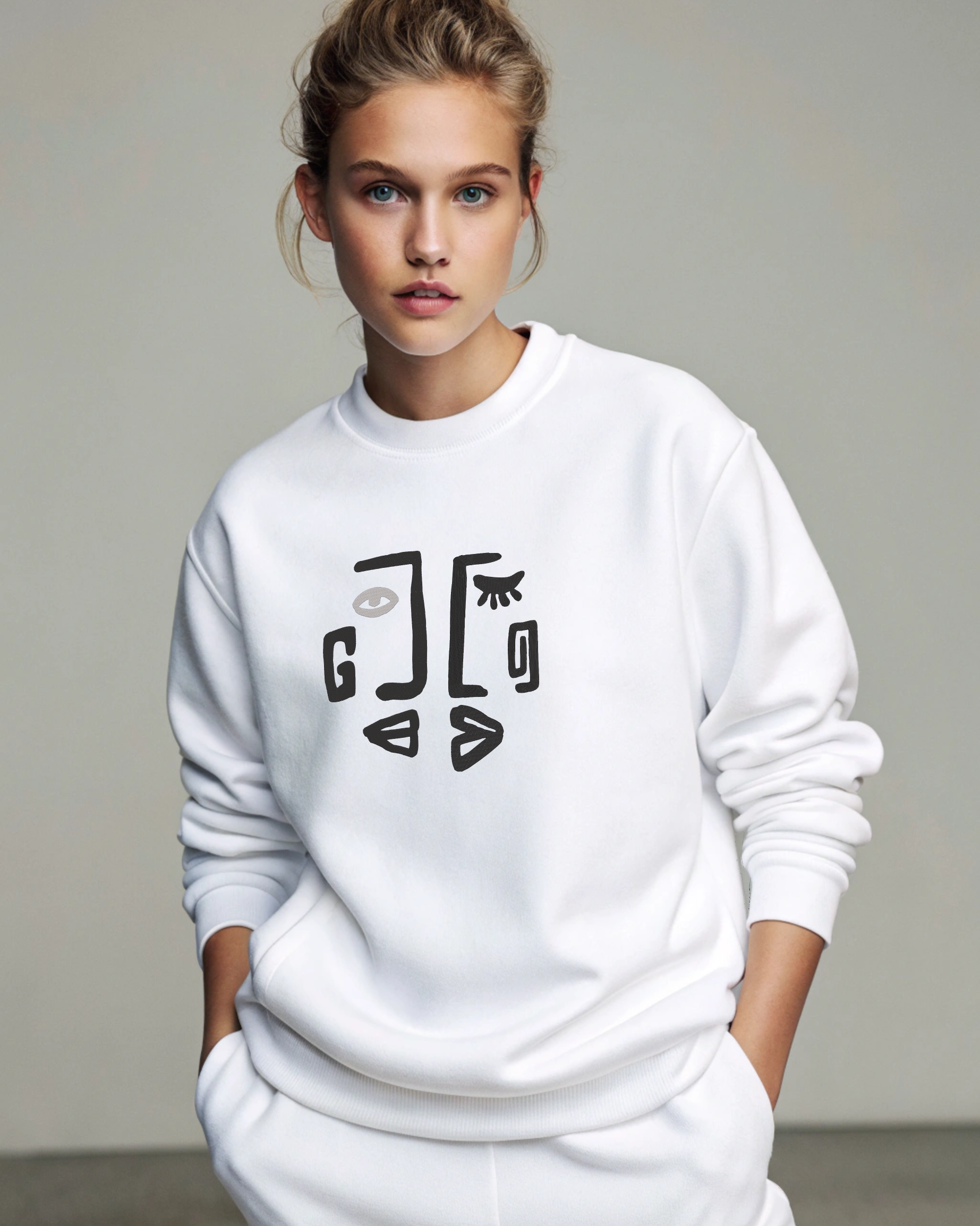 Abstract Face Mural Rural India Embroidery Hoodie | Sweatshirt | T-shirt