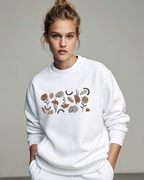 Boho Abstract Earth Tone Minimal Organic Pattern Embroidery Hoodie | Sweatshirt