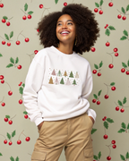 Colorful Decorative Christmas Trees Embroidery Hoodie | Sweatshirt
