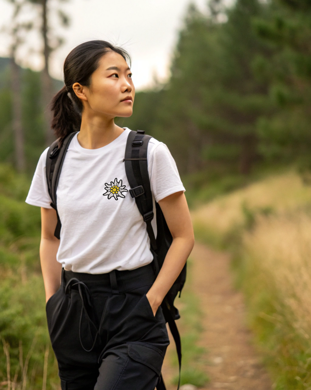 エーデルワイスフラワー アルパインフローラル チェストパッチ 刺繍 パーカー | スウェットシャツ | Tシャツ