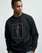 Sudadera con capucha y bordado "Lone Hiker Sunset Mountains" | Sudadera | Camiseta
