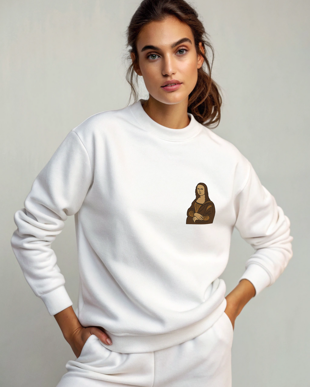 Sudadera con capucha y bordado de la Mona Lisa | Sudadera | Camiseta