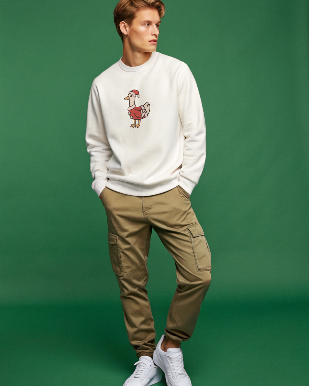 Sudadera con capucha y bordado navideño de Silly Santa Goose | Sudadera | Camiseta