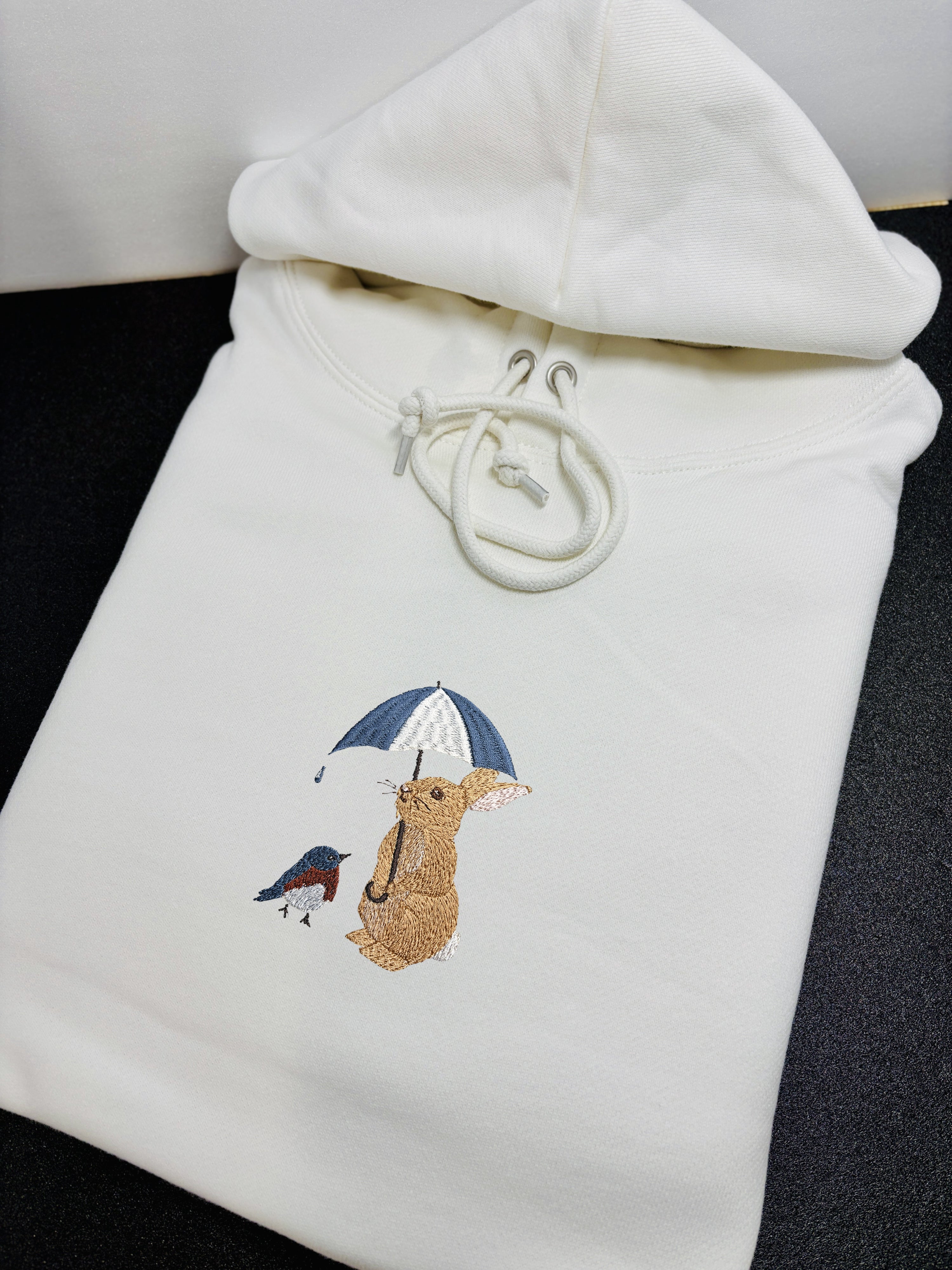 Bunny & Robin Embroidered 450GSM Heavyweight Pullover Hoodie Sweatshirt
