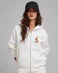 Bunny and Strawberry Embroidered 450GSM Heavyweight Pullover Hoodie Sweatshirt