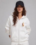 Bunny and Strawberry Embroidered 450GSM Heavyweight Pullover Hoodie Sweatshirt